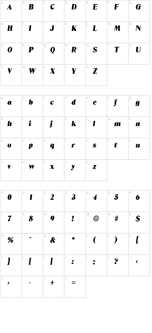 thomasbecker-black-italic character map