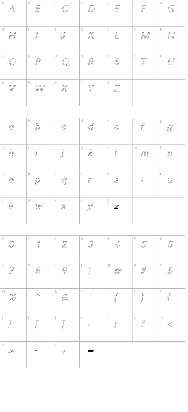 TomBeckerGradoE-Light-Italic character map
