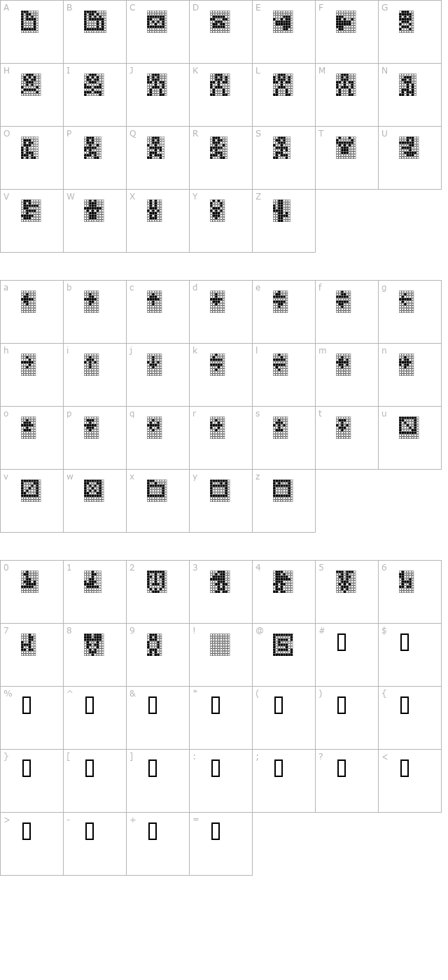 tpf-display-symbol character map