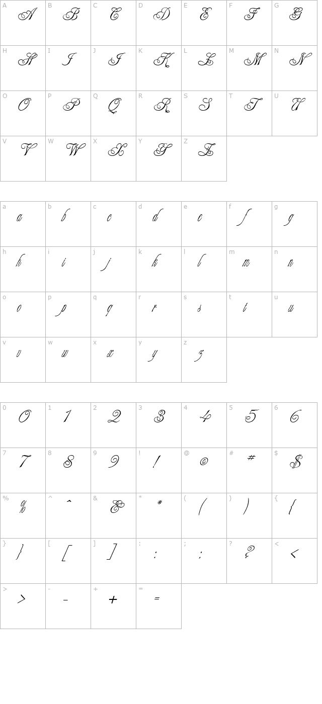 TR Alexei Copperplate character map