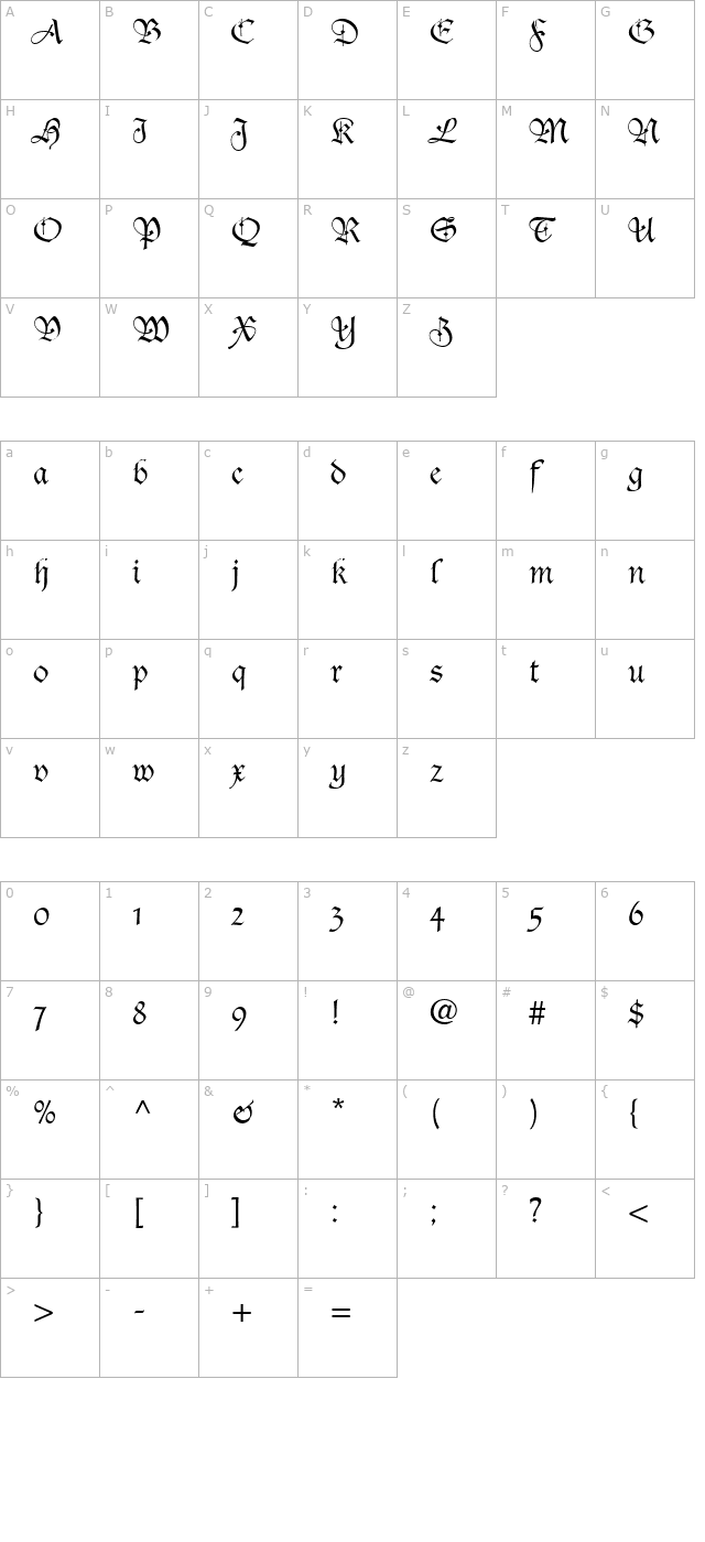 tudor-script-ssi character map
