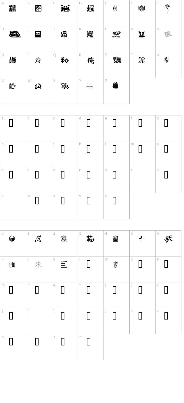 typeface-kanji36 character map