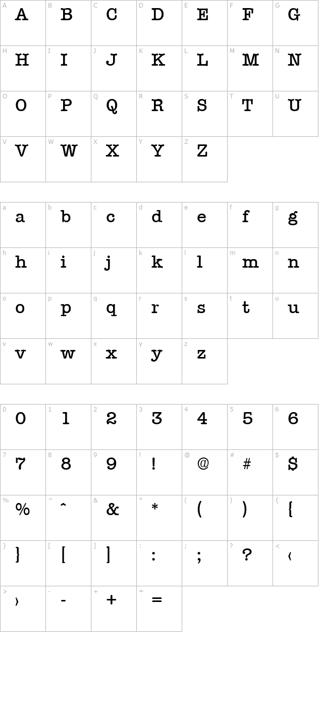 Typewriter-Serial-Medium-Regular character map