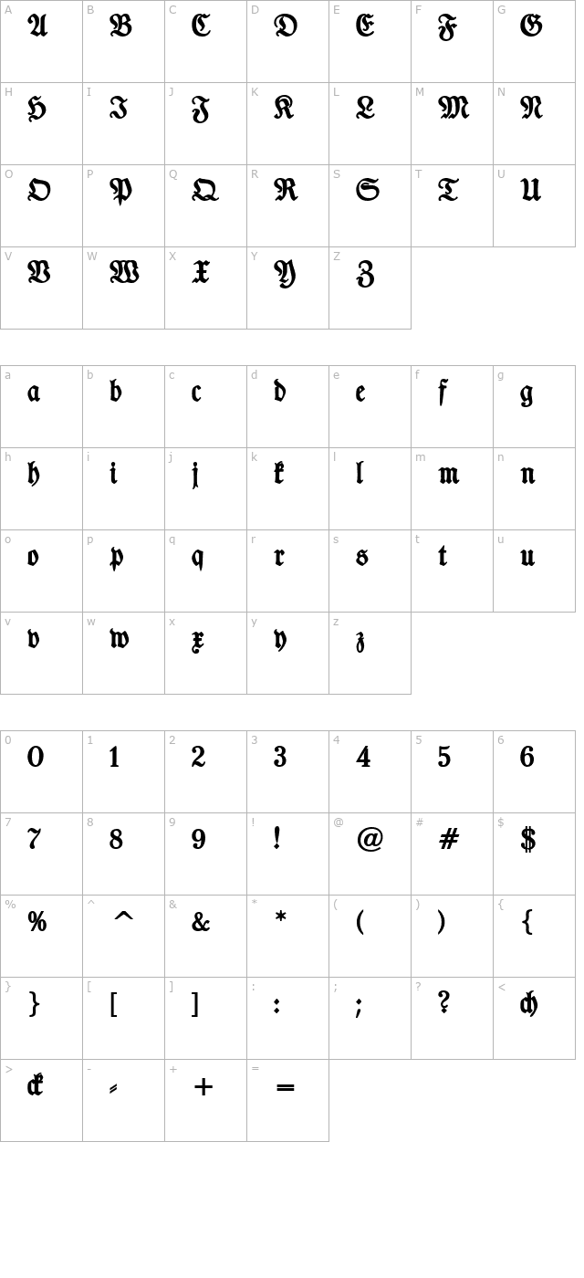 typographerfraktur-bold character map