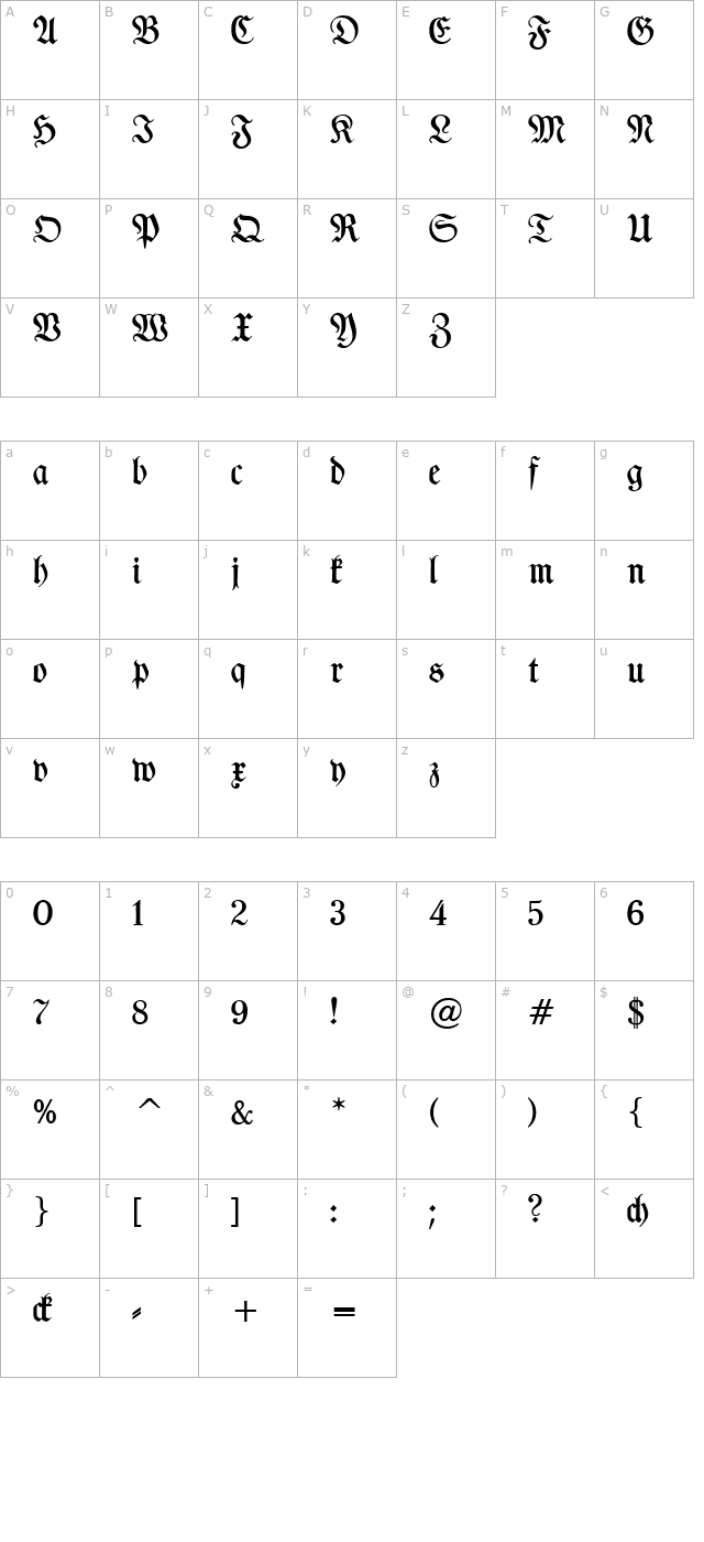typographerfraktur-medium character map