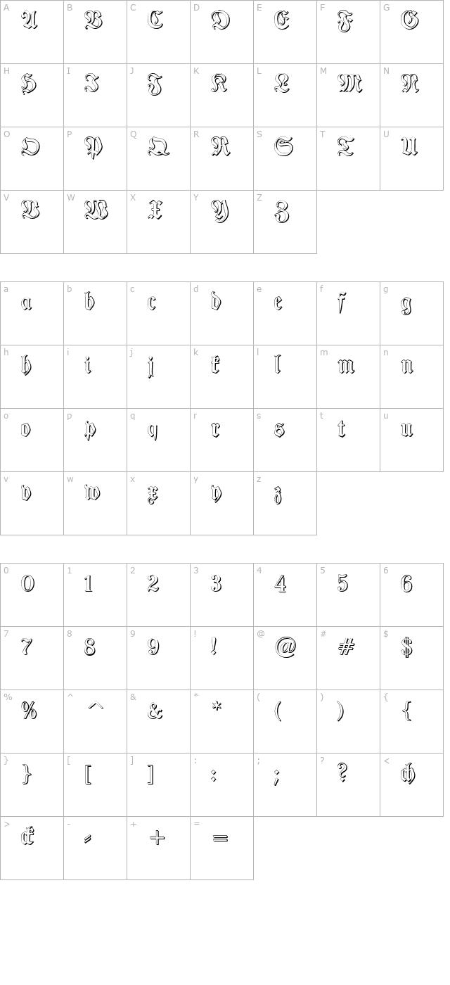 typographerfraktur-shadow character map