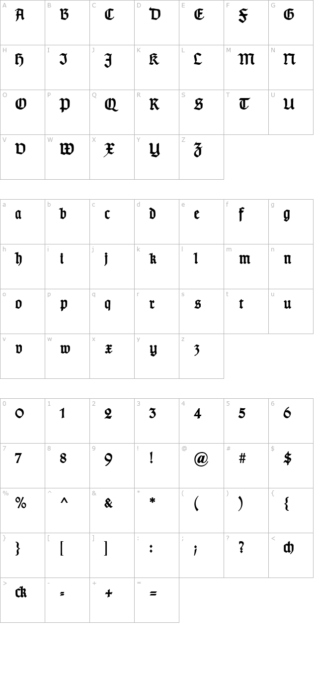 typographergotisch-d-bold character map