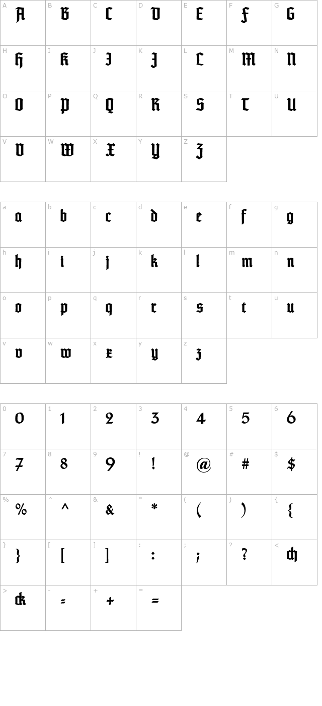 typographertextur-bold character map