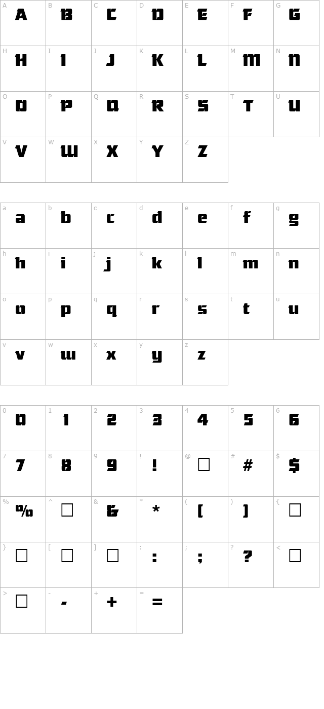 ultra-serif-sf character map