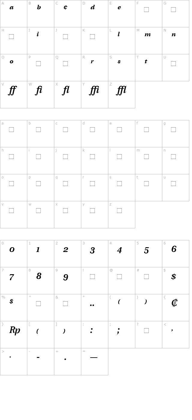 UtopiaExpert-SemiBold Italic character map