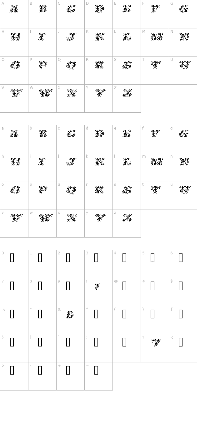 VineCapsSSK Italic character map