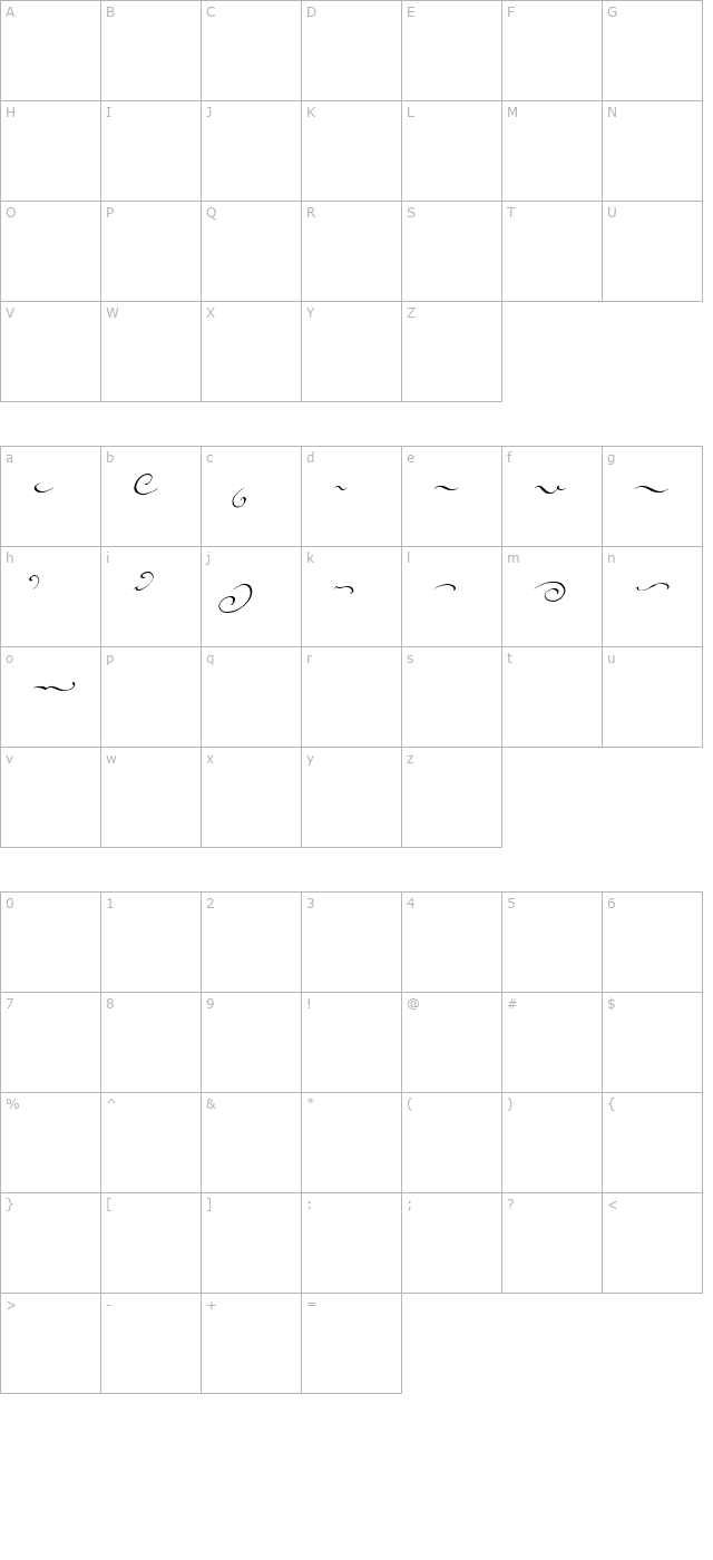 Voluta Script Swash character map