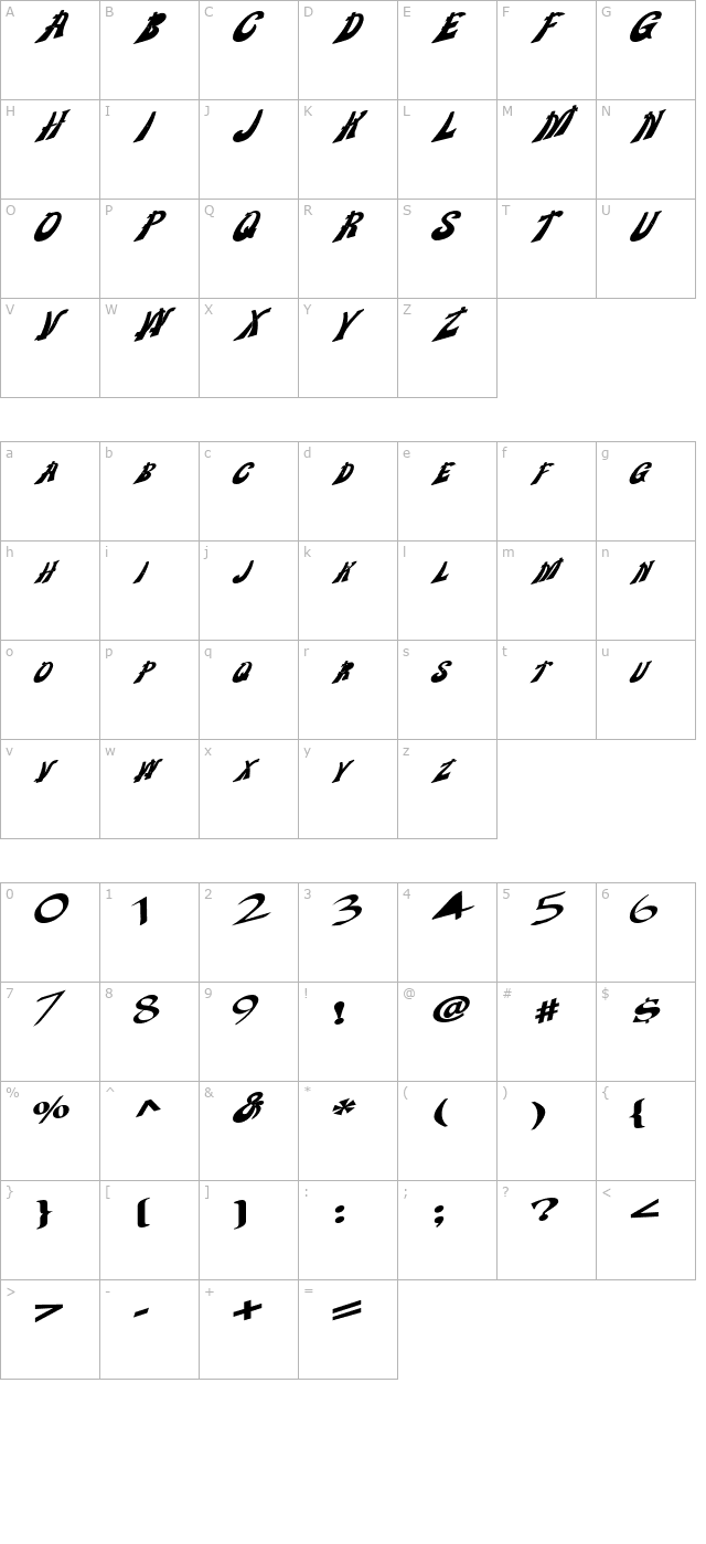 weighanchorfont68-bold character map