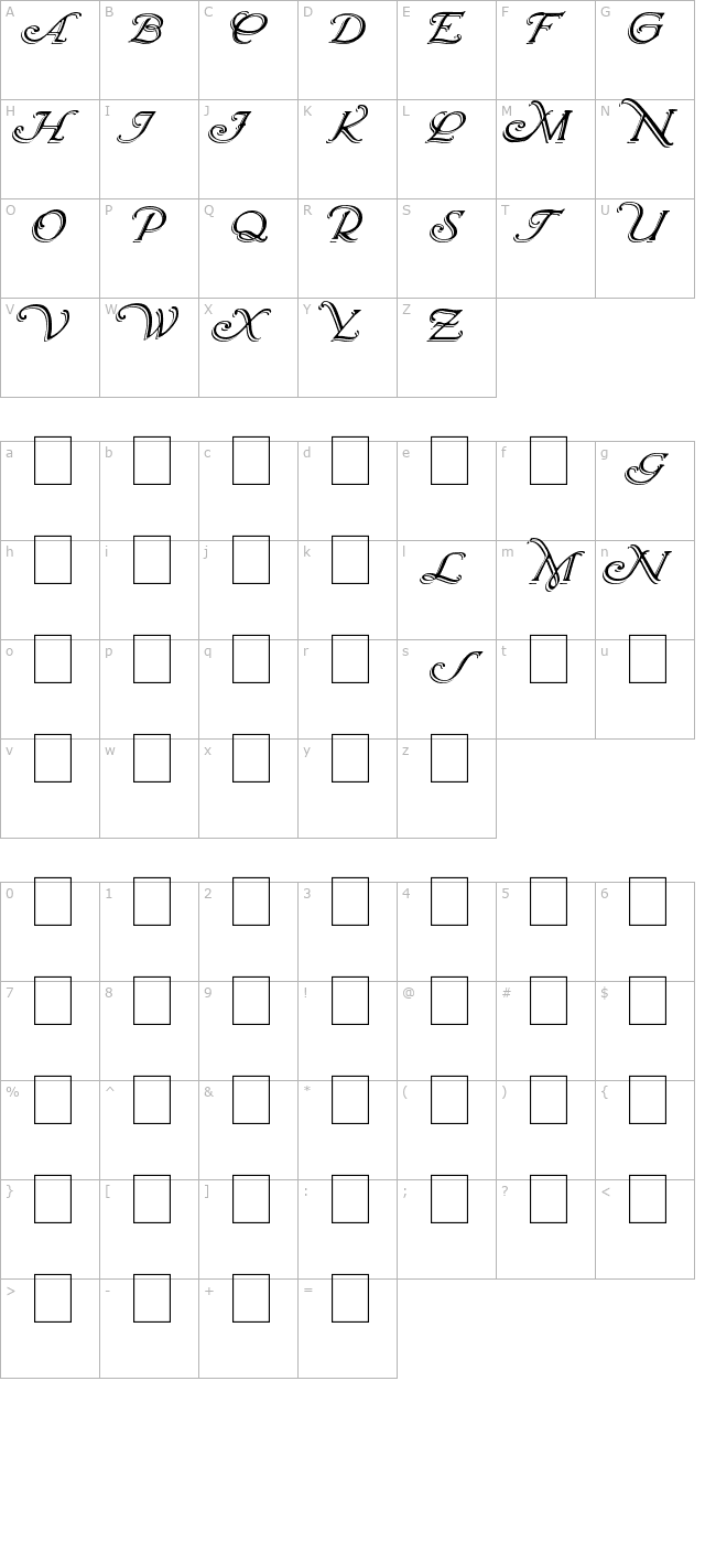 wrenn-initials-shadowed character map