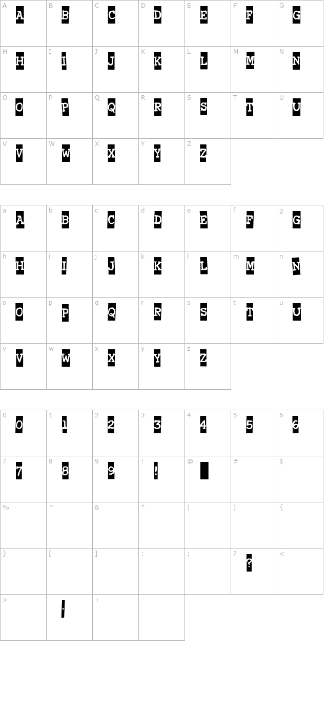 xerography character map