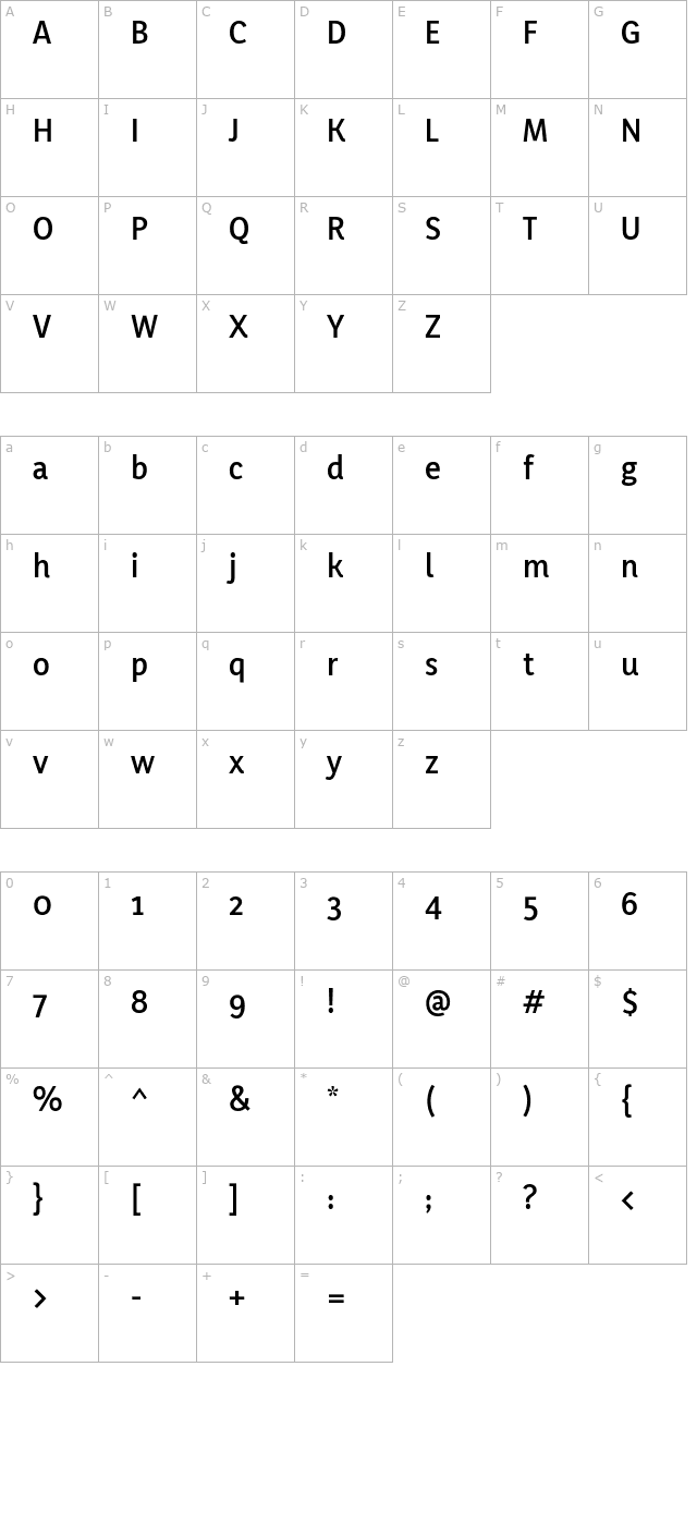 yaldevi-colombo-semibold character map