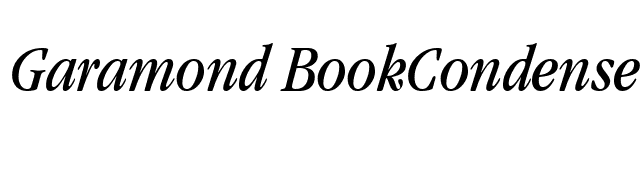 Garamond BookCondensedItalic font preview