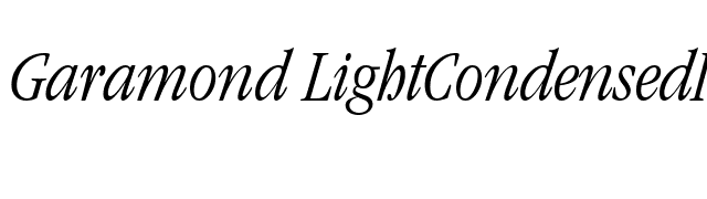 Garamond LightCondensedItalic font preview