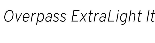 Overpass ExtraLight Italic font preview