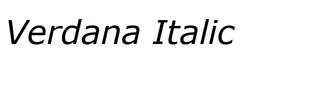 Verdana Italic font preview