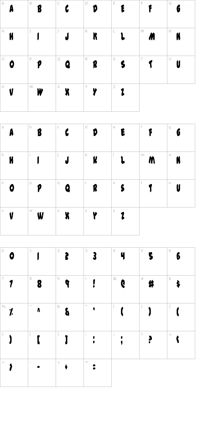 #44 Font Condensed character map