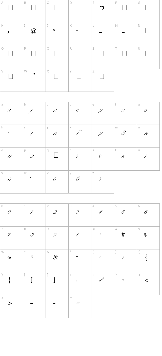 0-heb-hand-medium character map