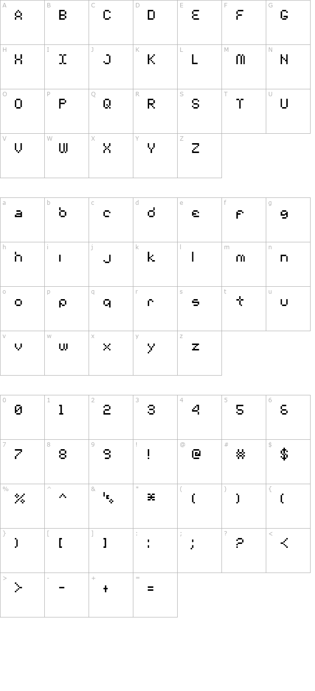 00 Starmap Truetype character map