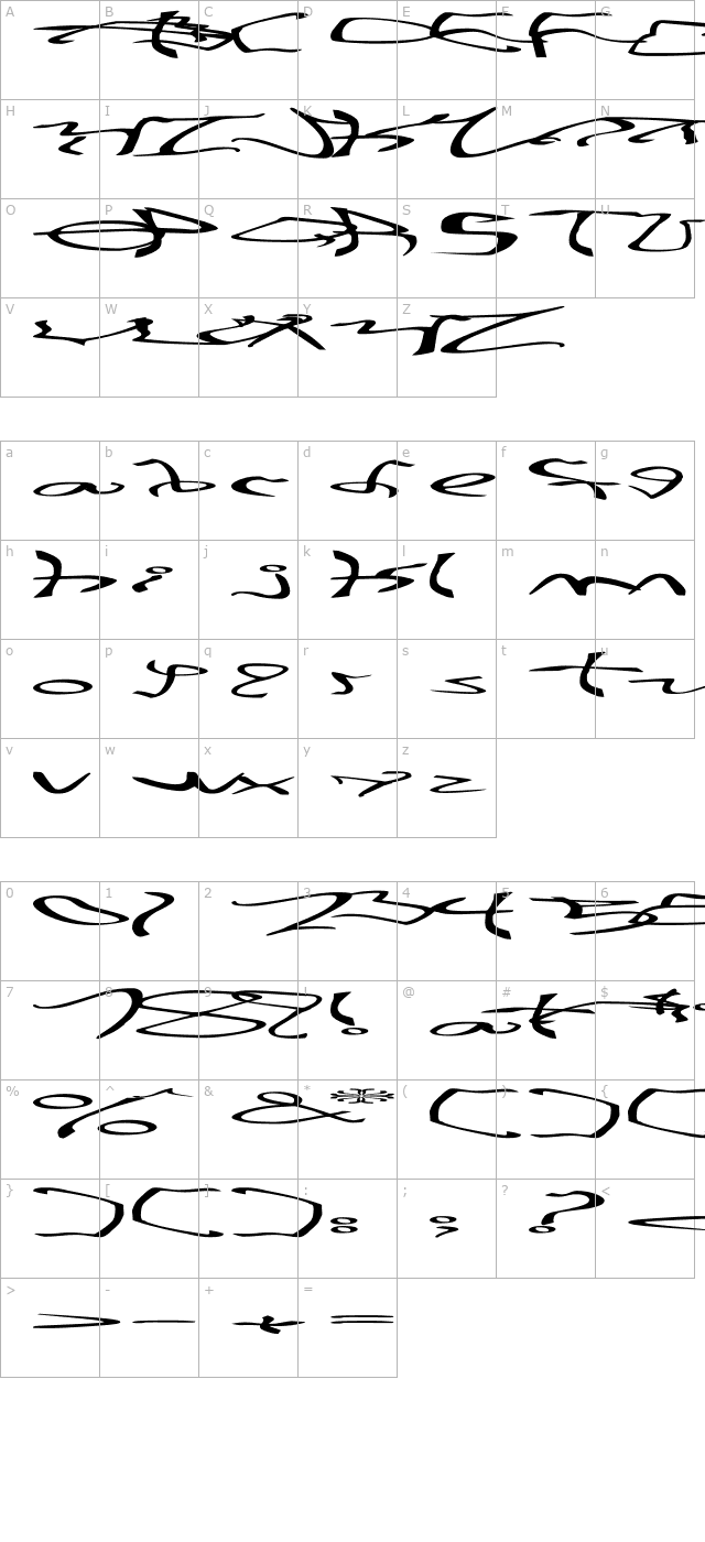 001 Stretched-Strung Wide Extreme character map