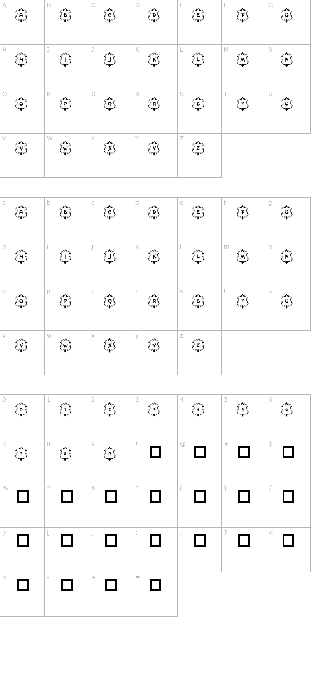 101-badges character map