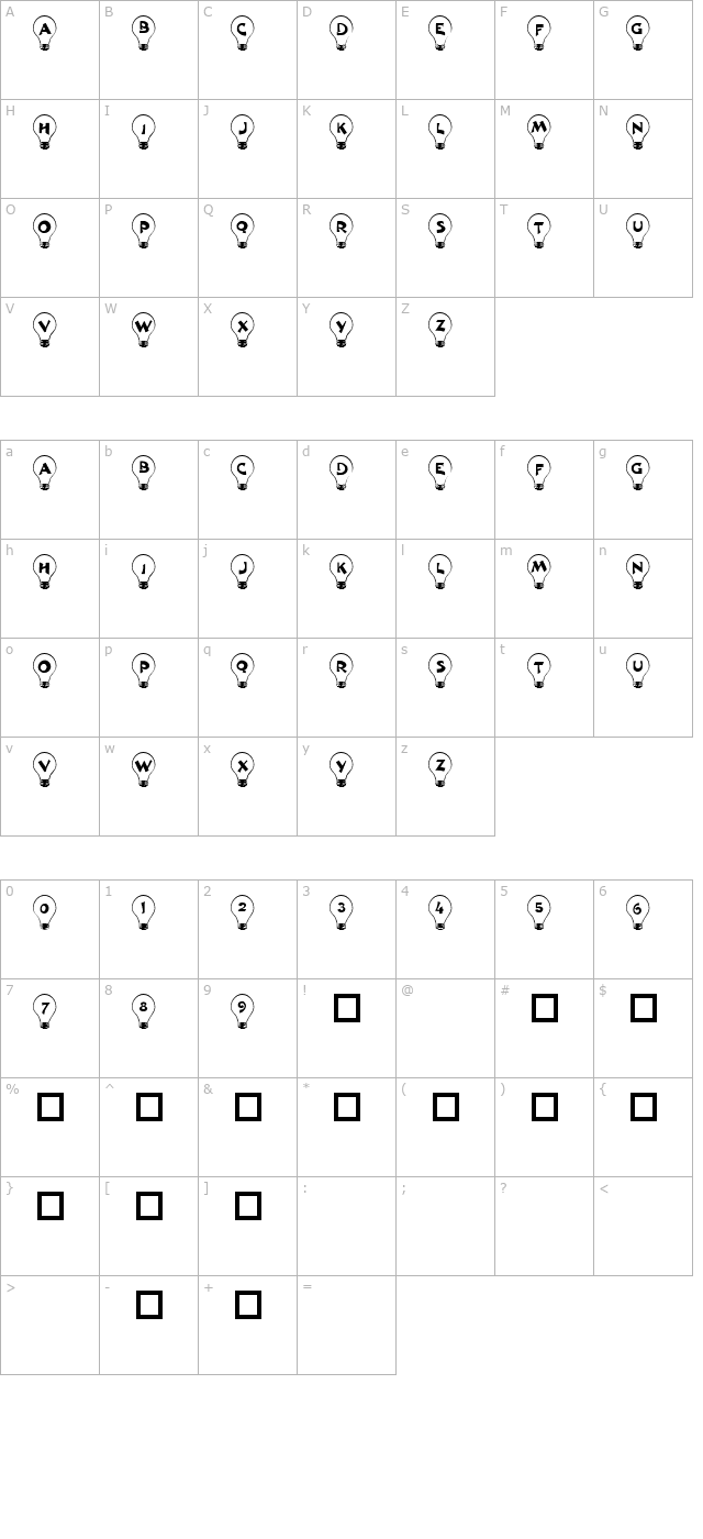 101-bright-idea character map