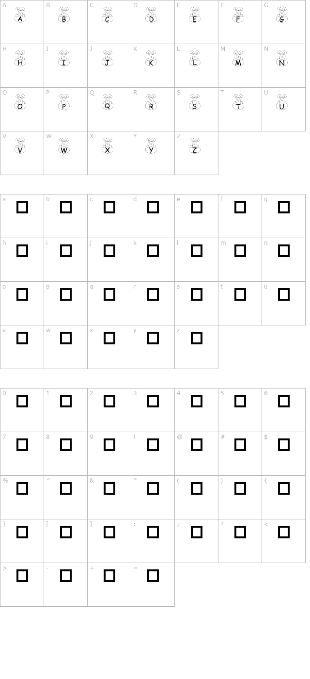 101-bunny-hug character map