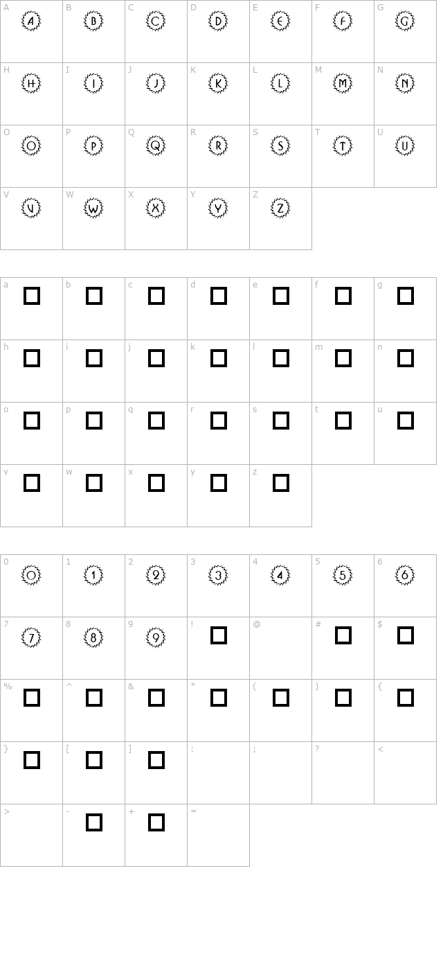 101! Deco Type 1 character map