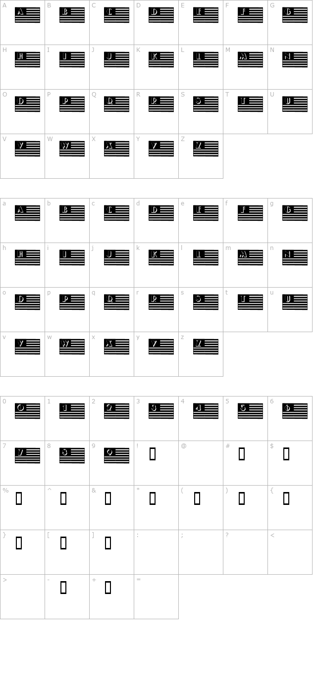 101! I Pledge Allegiance character map