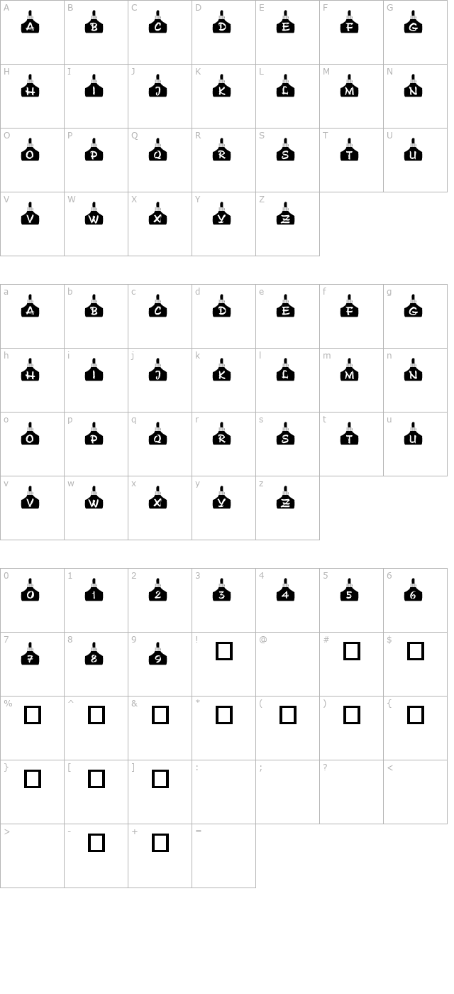 101! Ink Bottles character map