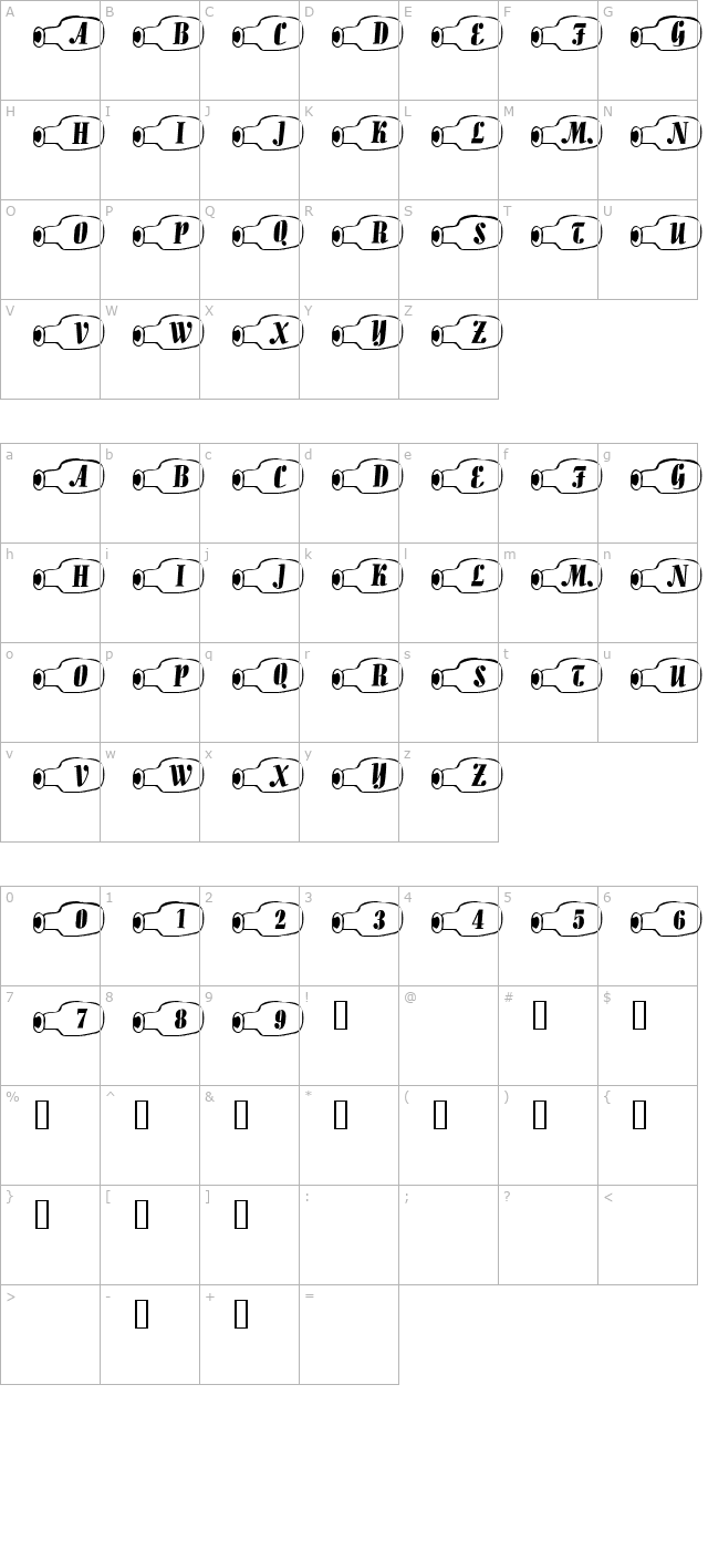 101! Message in a Bottle character map