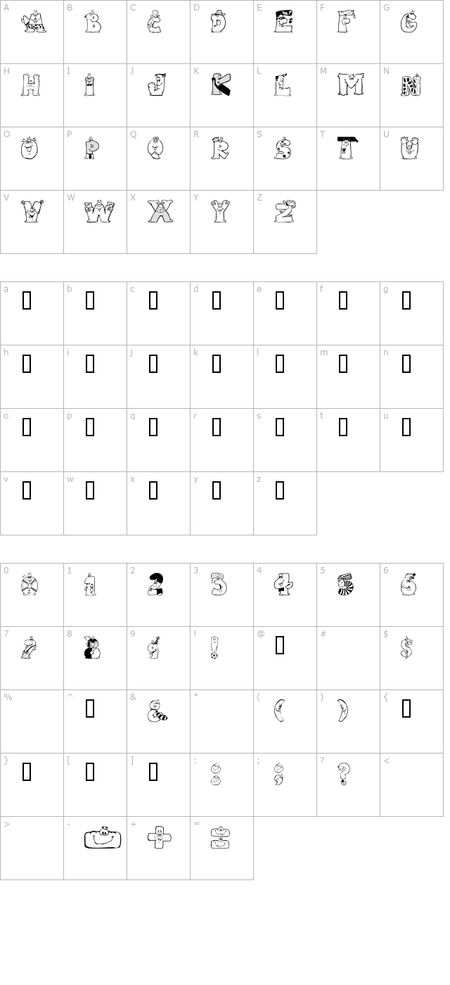 101! PictoBet character map