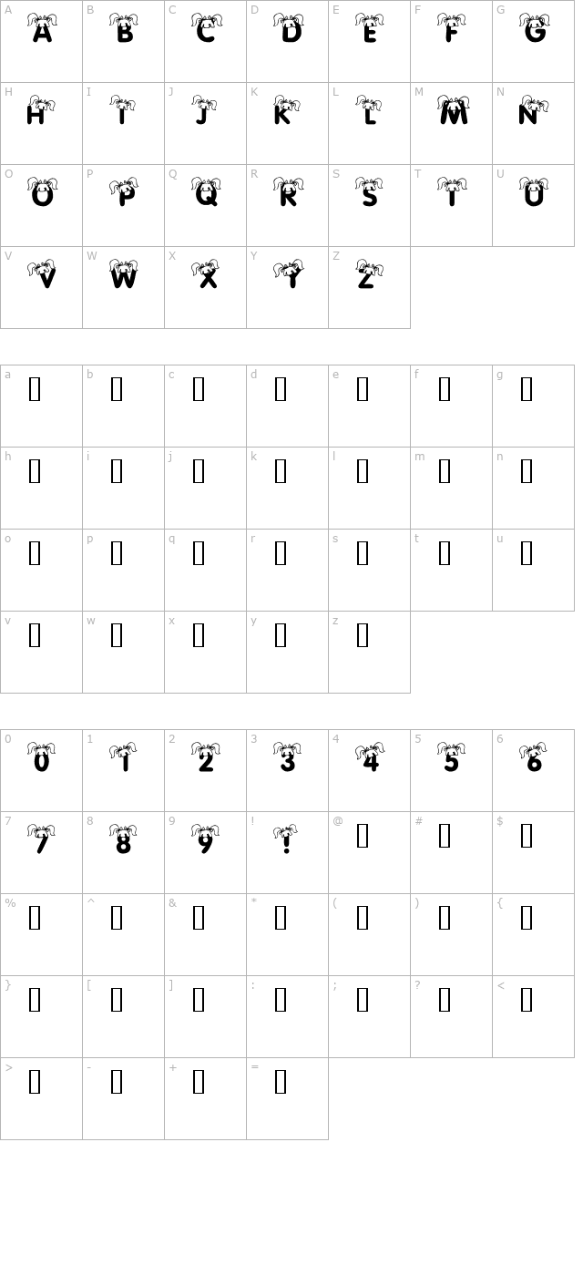 101-pig-tailz character map