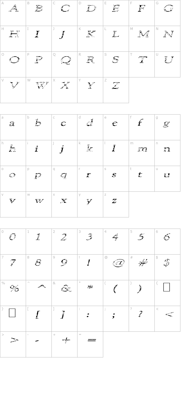 101-puppies-italic-sw character map