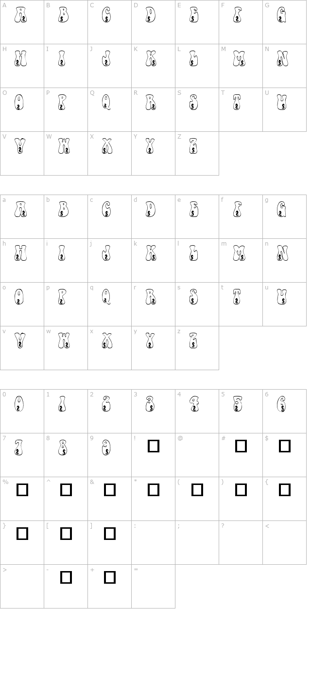 101! Sea HorseZ character map