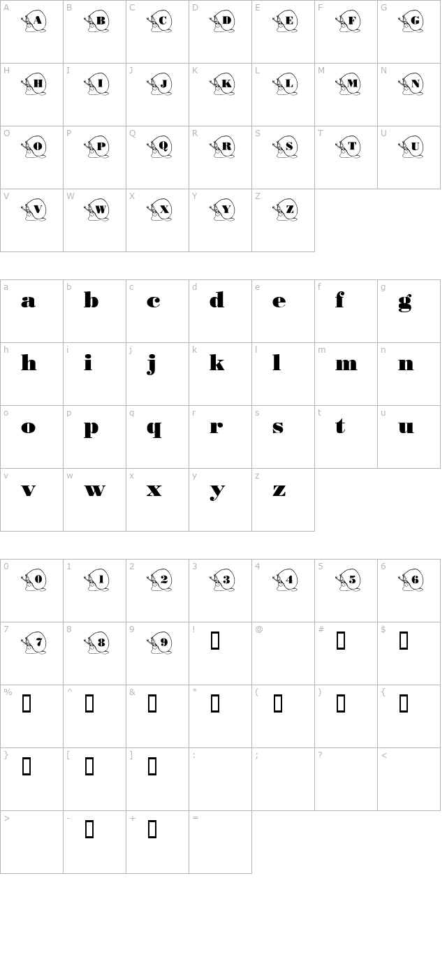 101-snails-pace character map