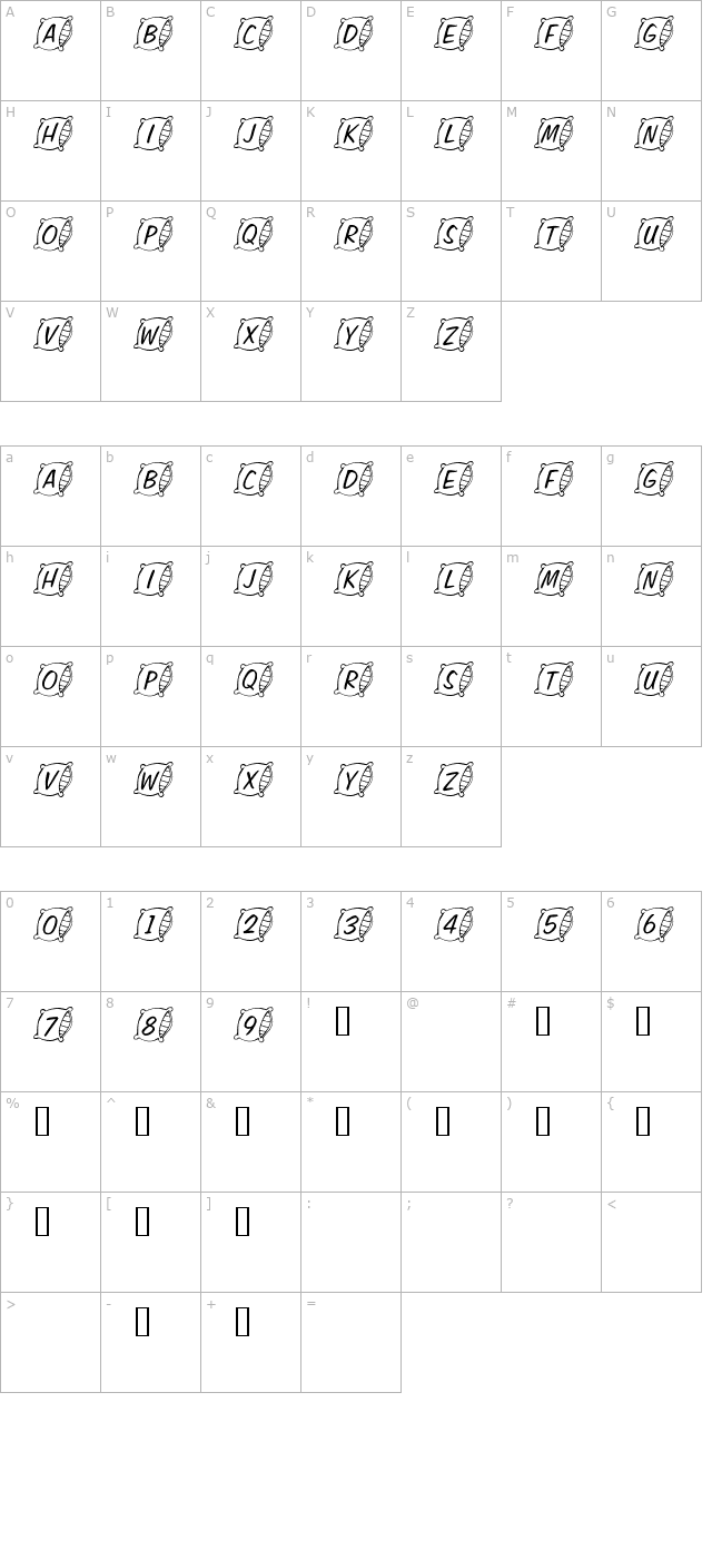 101-sweet-dreams character map