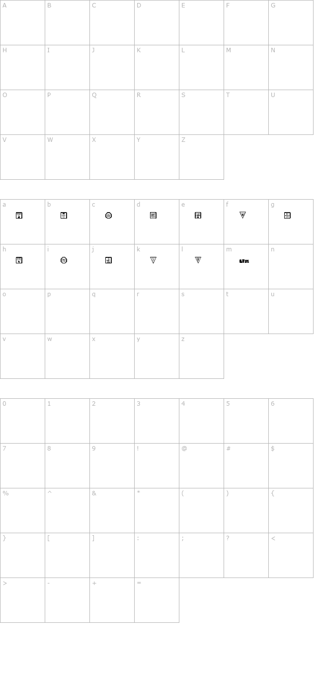 12 Halloween Signs LT character map