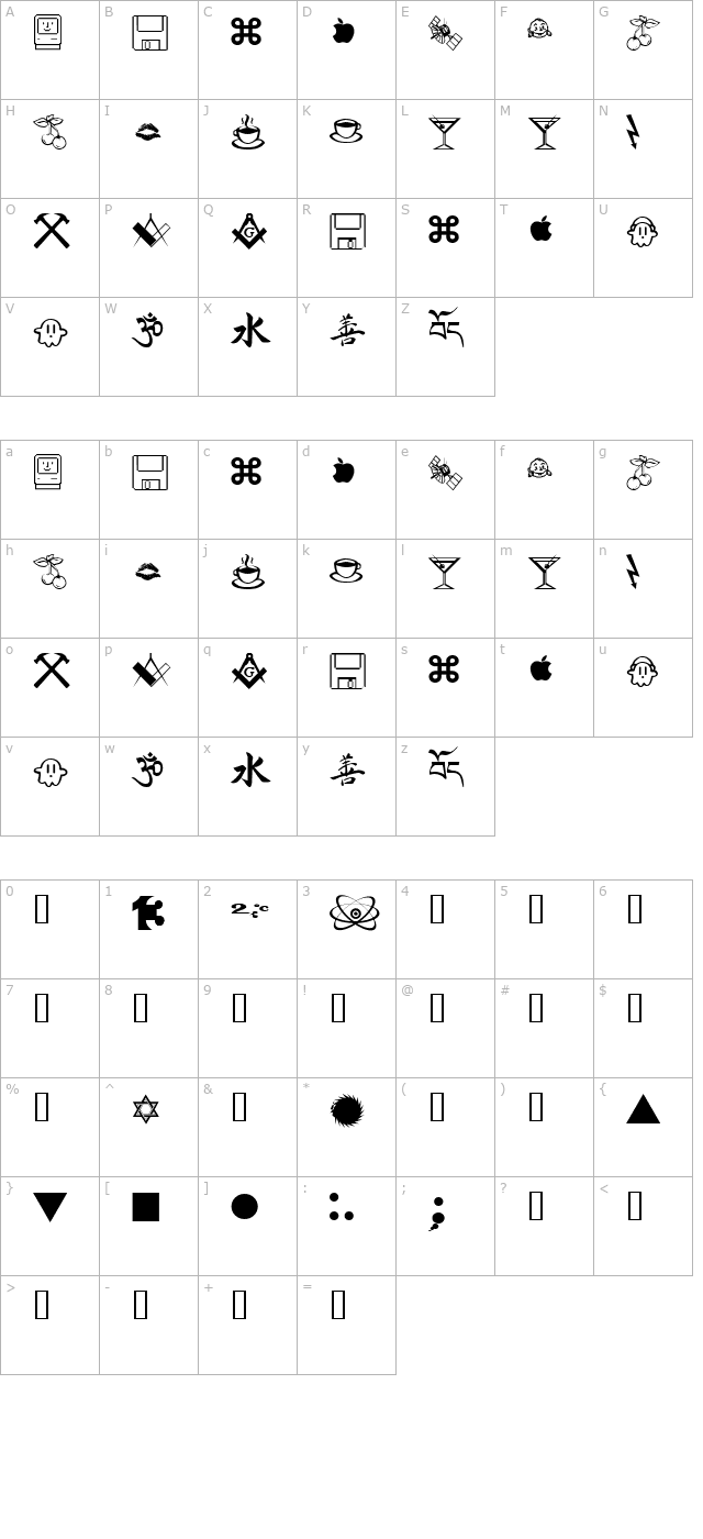 13-inka character map