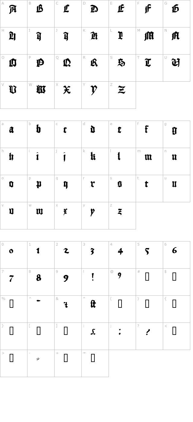 1456 Gutenberg character map