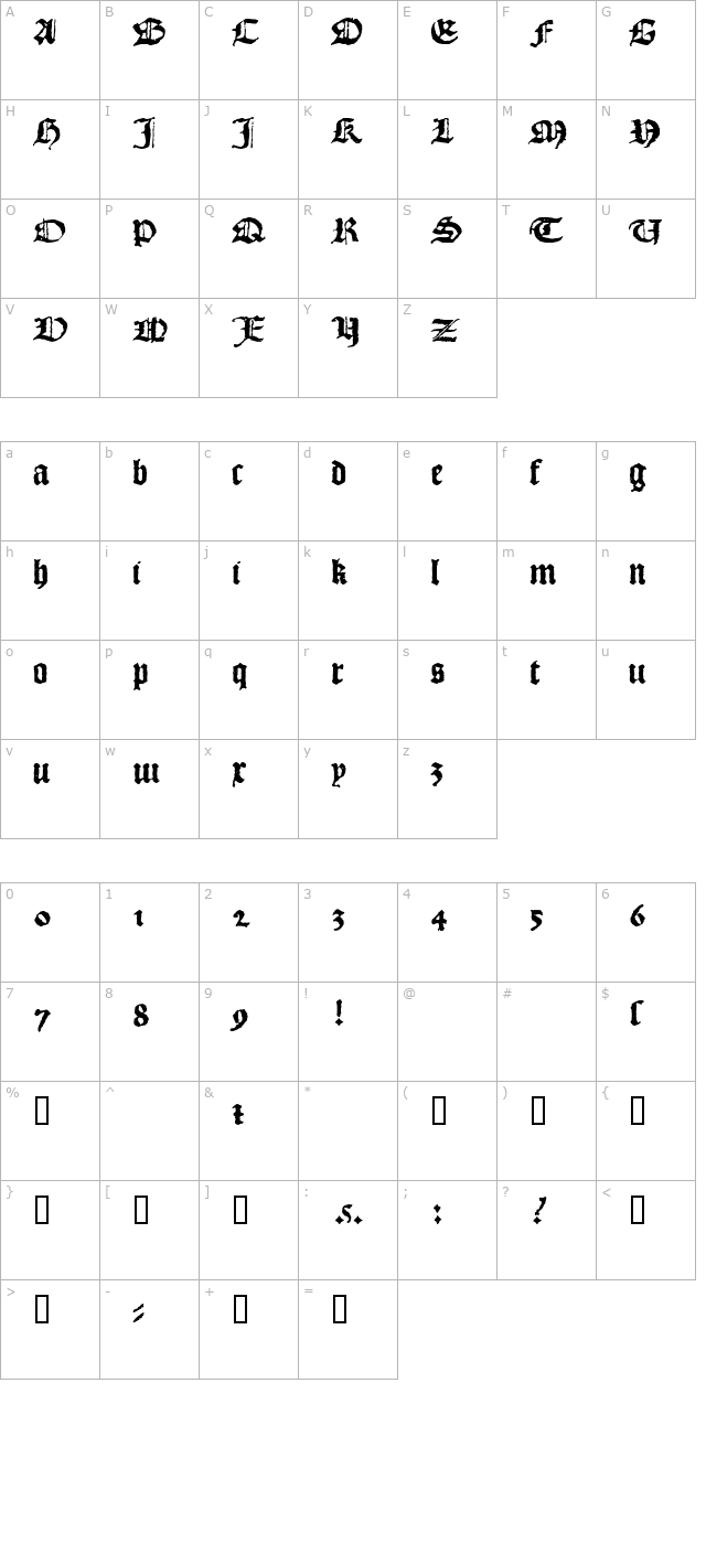 1492 Quadrata Lim character map