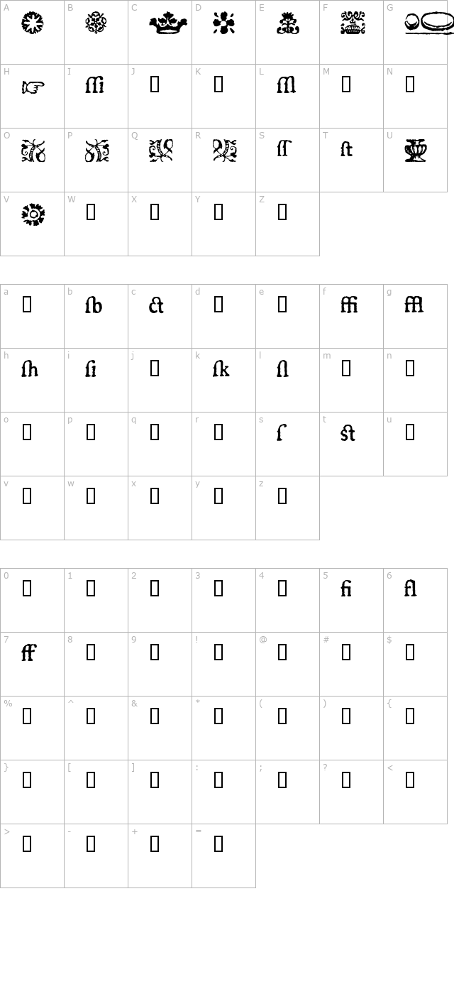 1722Xtras character map