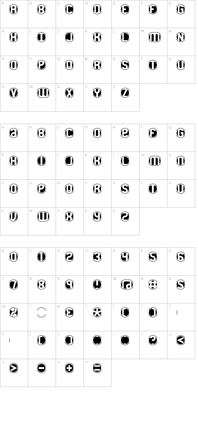 18 Holes BRK character map