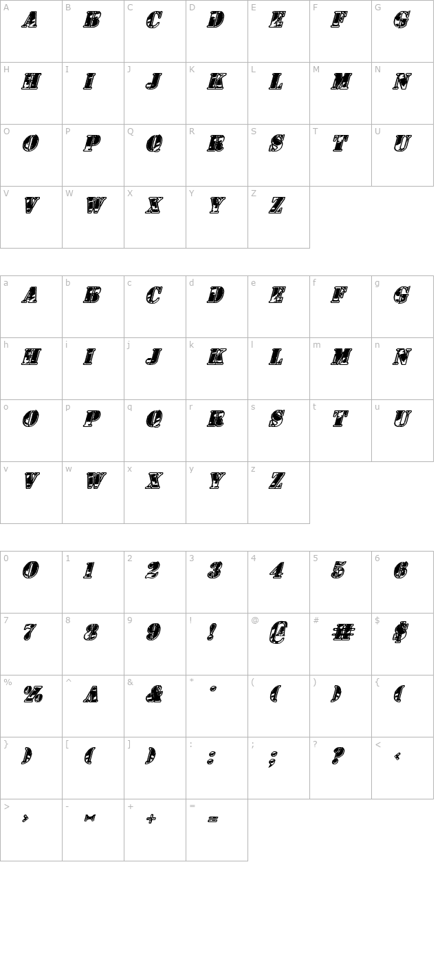 1st Cav v2 Italic character map