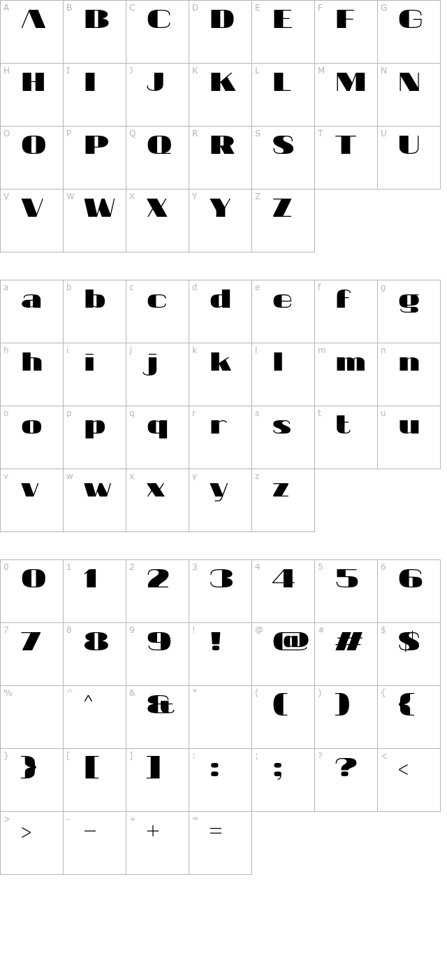 20-db character map