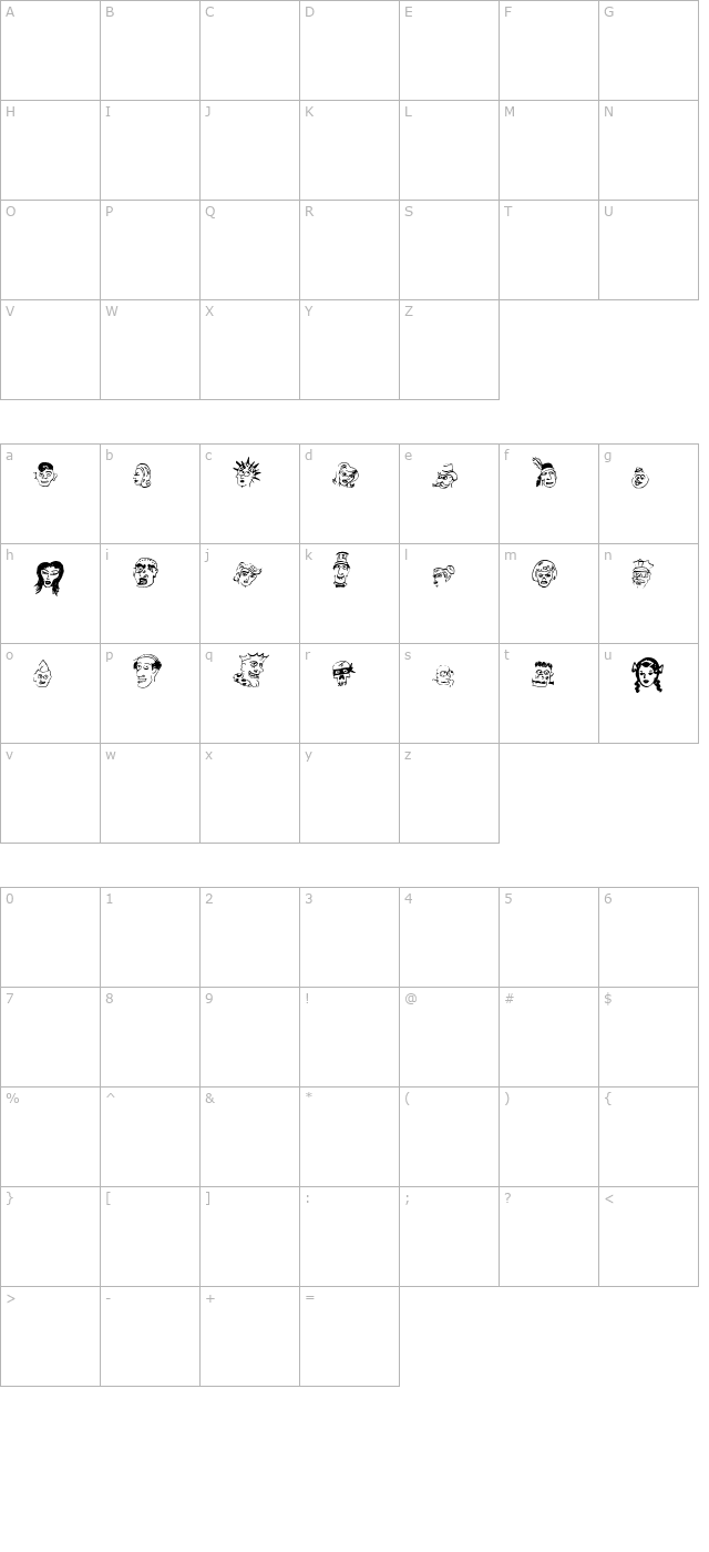 21-heads character map